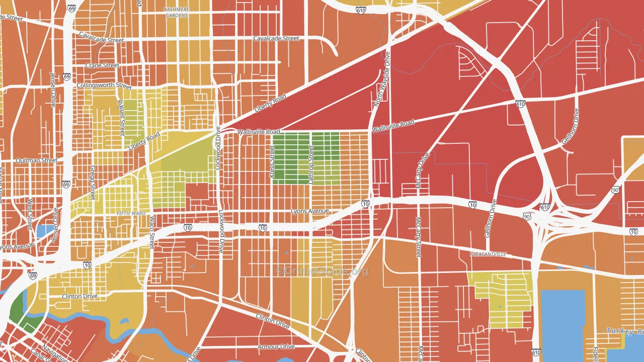 Denver Harbor-Port Houston, Houston, TX Map of Theft Rates
