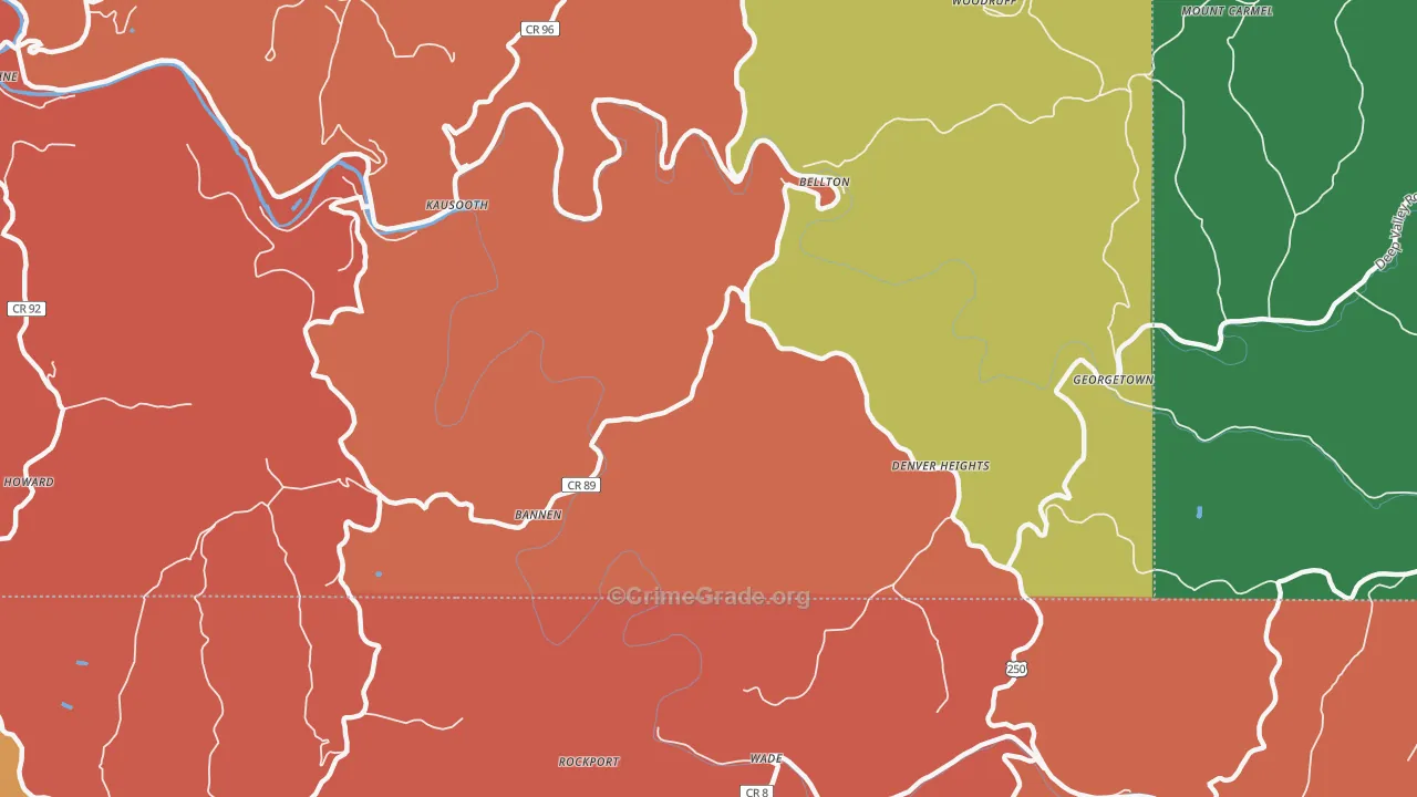 Denver Heights, WV Map of Theft Rates
