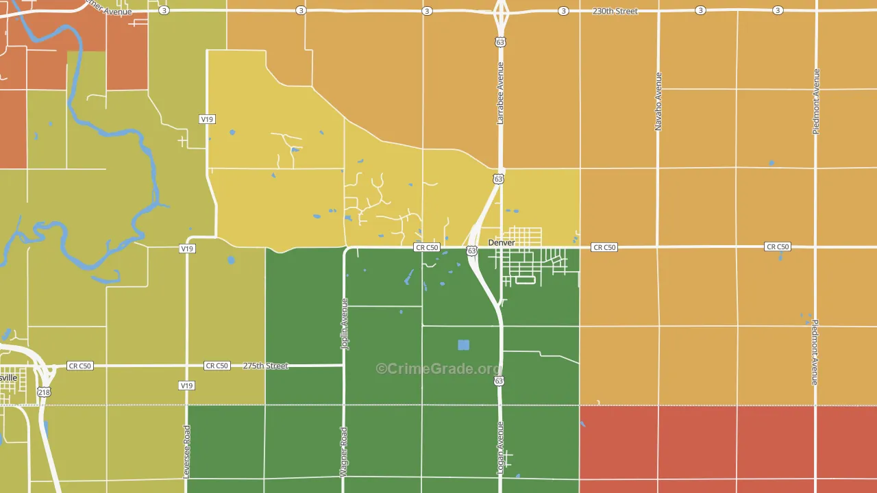 Denver, IA Map of Theft Rates