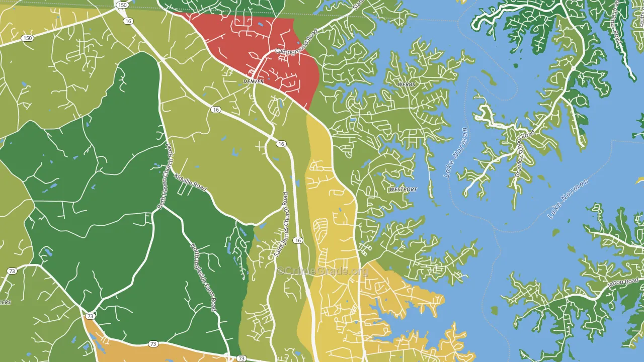 Denver, NC Map of Theft Rates