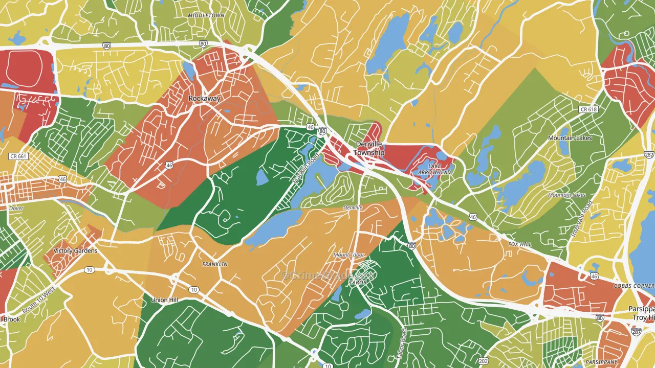 Denville, NJ Map of Theft Rates