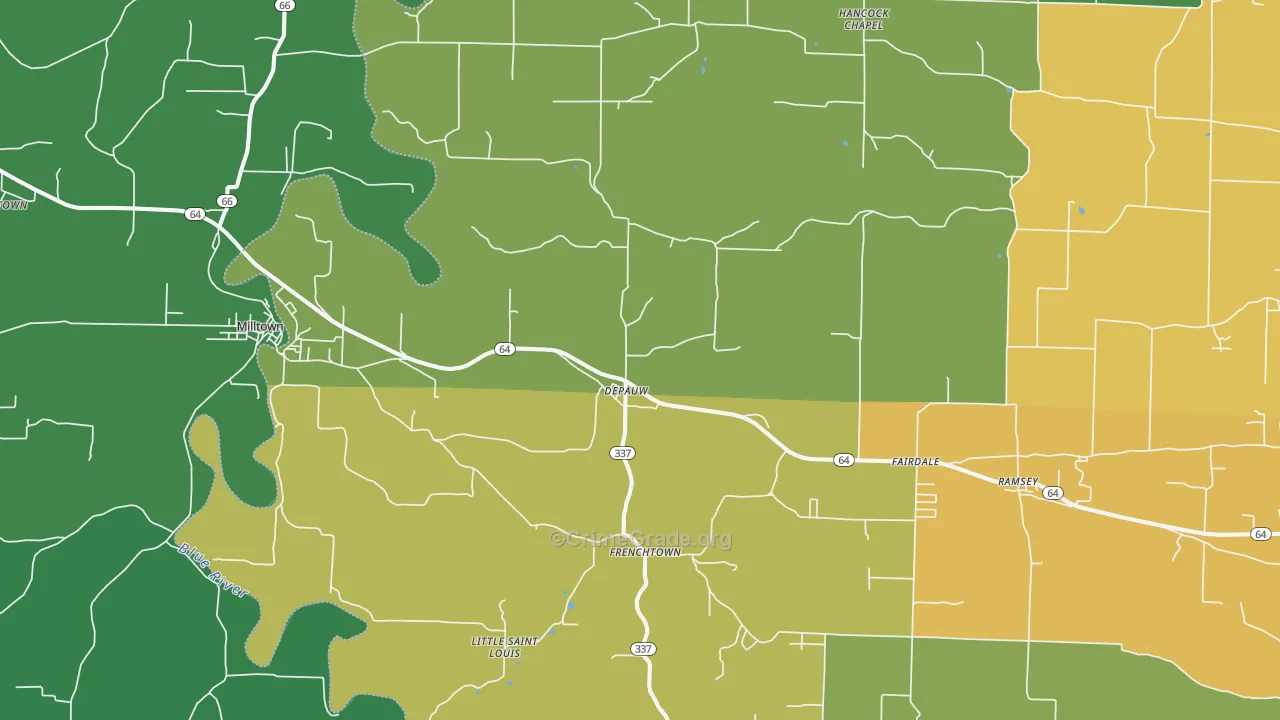 Depauw, IN Map of Theft Rates