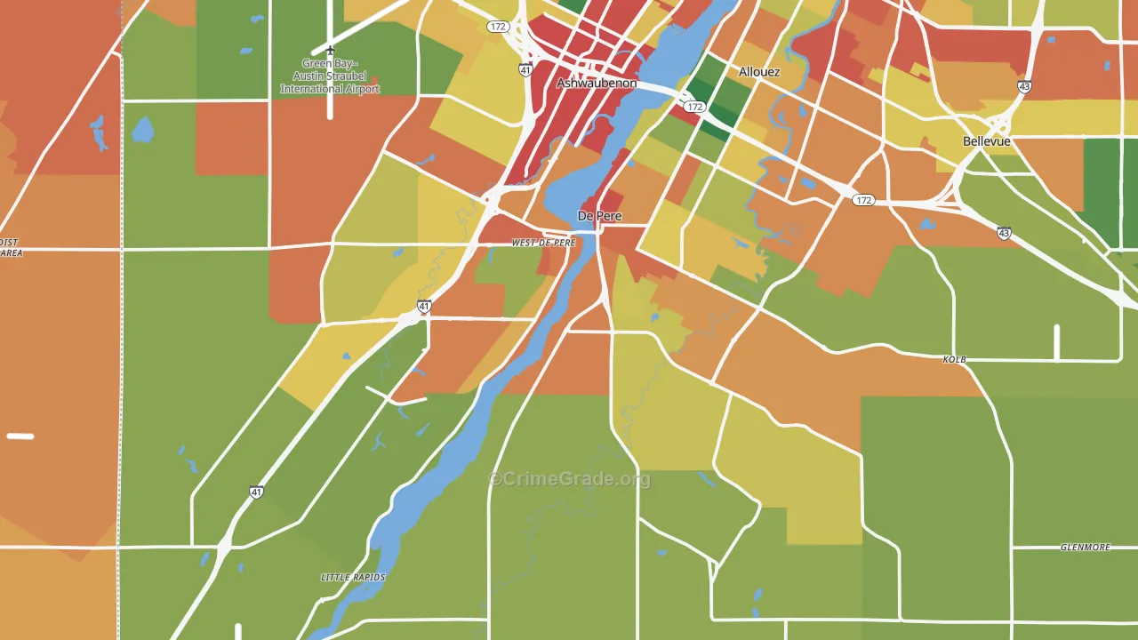 DePere, WI Map of Theft Rates