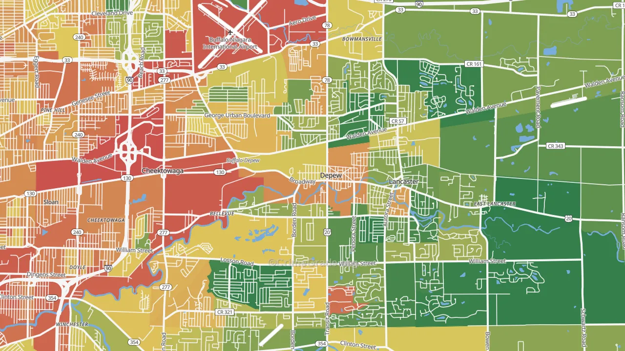 DePew, NY Map of Theft Rates