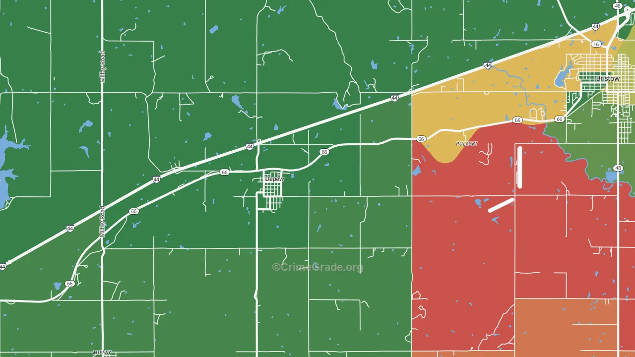 DePew, OK Map of Theft Rates