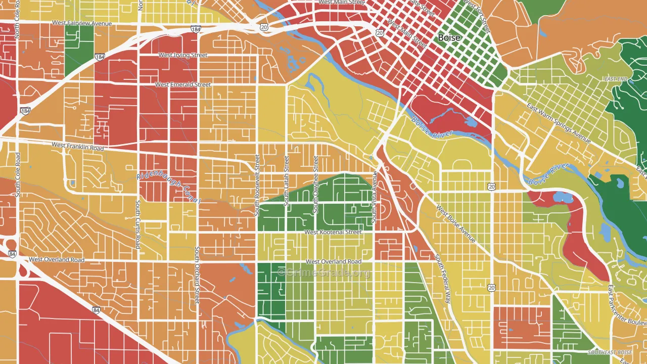 Depot Bench, Boise, ID Map of Theft Rates