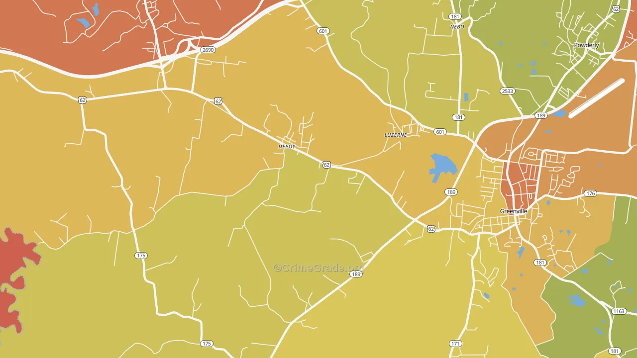 Depoy, KY Map of Theft Rates