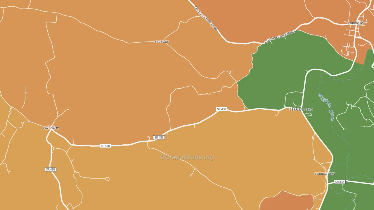 DePriest Bend, TN Map of Theft Rates