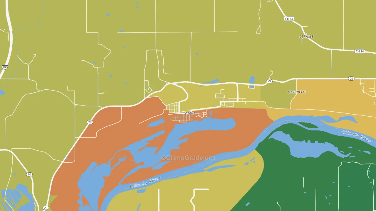 DePue, IL Map of Theft Rates