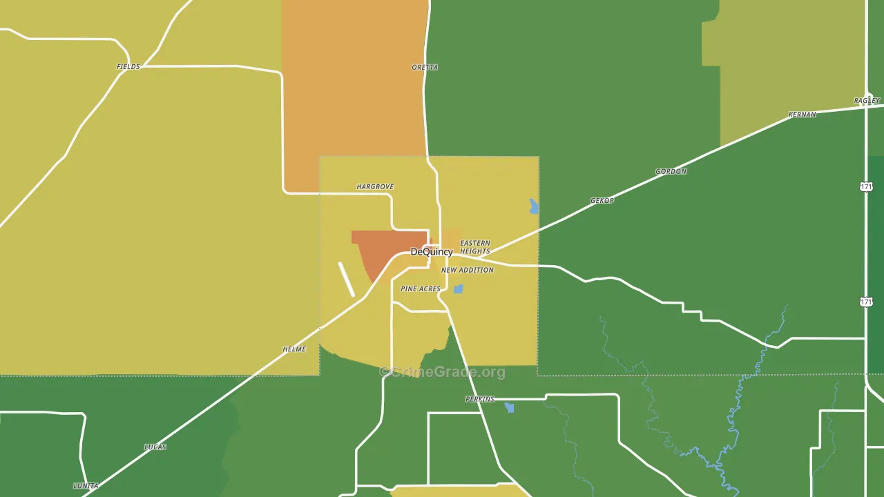 Dequincy, LA Map of Theft Rates
