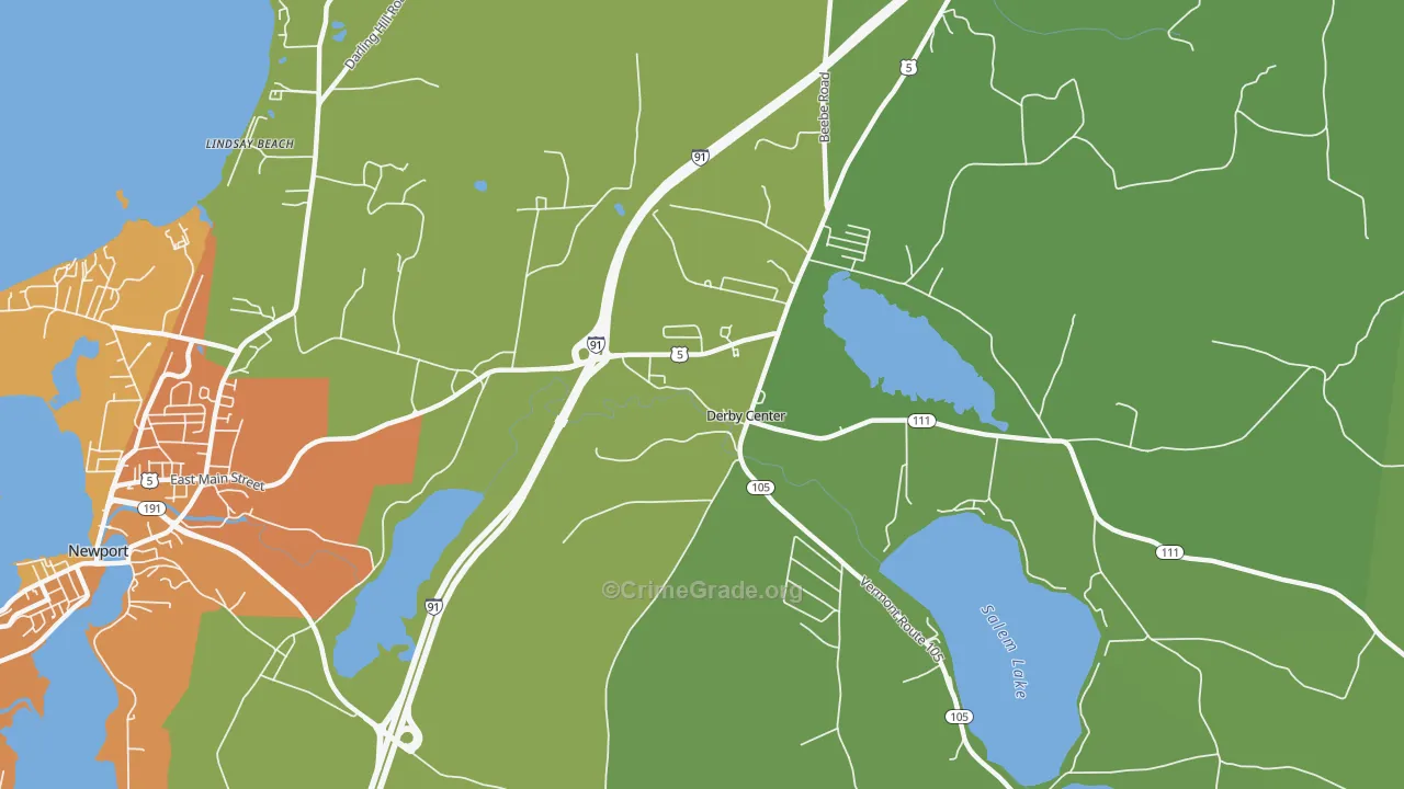 Derby Center, VT Map of Theft Rates