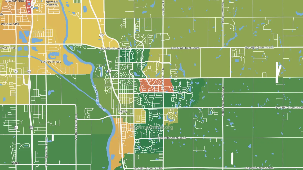 Derby, KS Map of Theft Rates