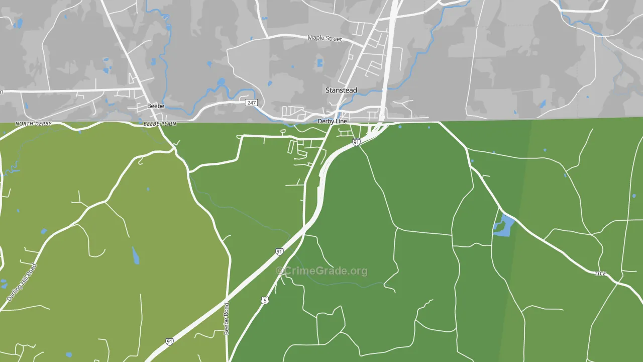 Derby Line, VT Map of Theft Rates