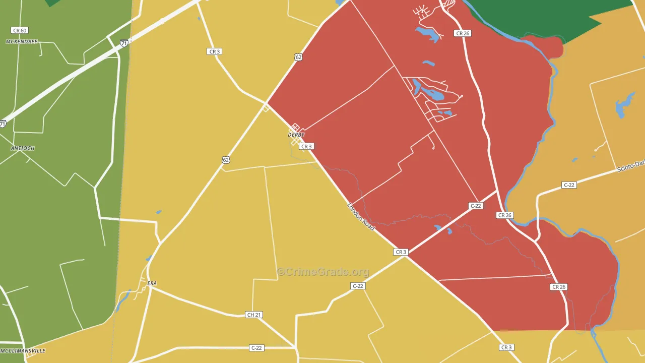 Derby, OH Map of Theft Rates