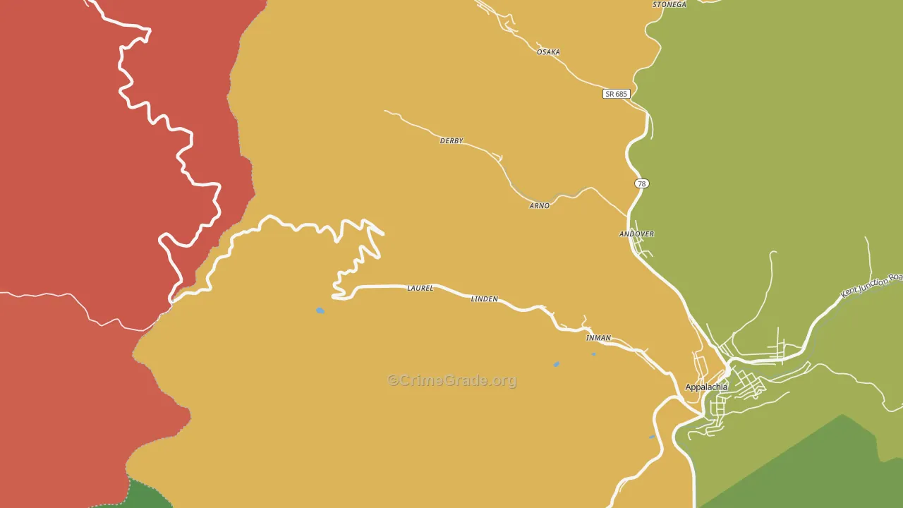 Derby, VA Map of Theft Rates