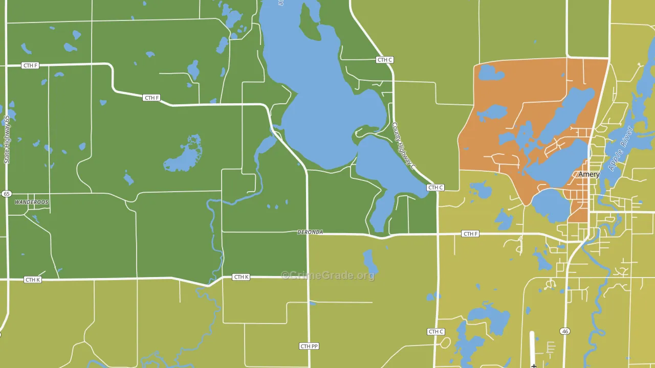 Deronda, WI Map of Theft Rates