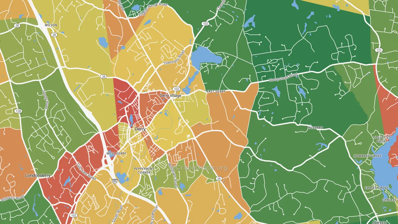 Derry, NH Map of Theft Rates