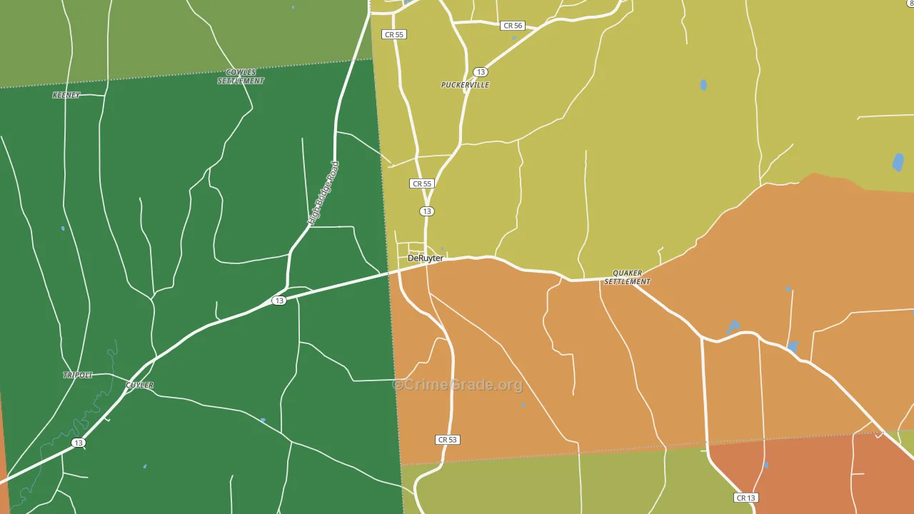 DeRuyter, NY Map of Theft Rates
