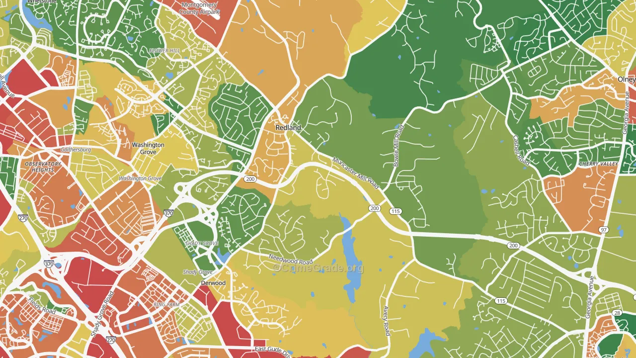 Derwood, MD Map of Theft Rates