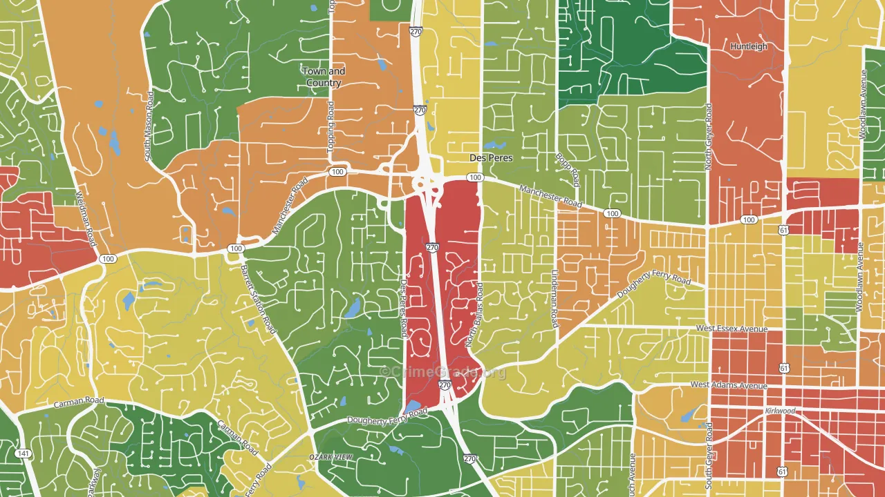 Des Peres, MO Map of Theft Rates