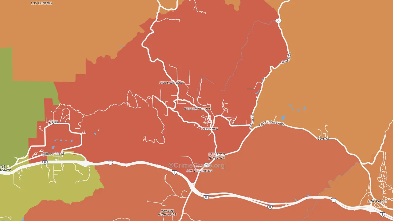 Descanso, CA Map of Theft Rates
