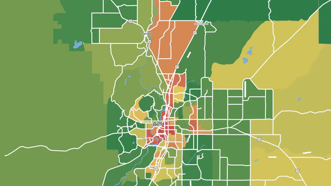 Deschutes County, OR Map of Theft Rates