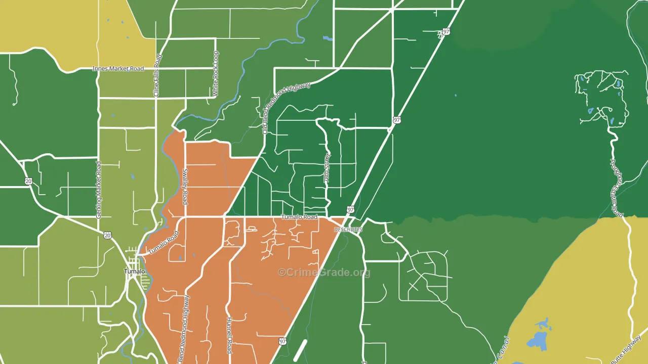 Deschutes Junction, OR Map of Theft Rates