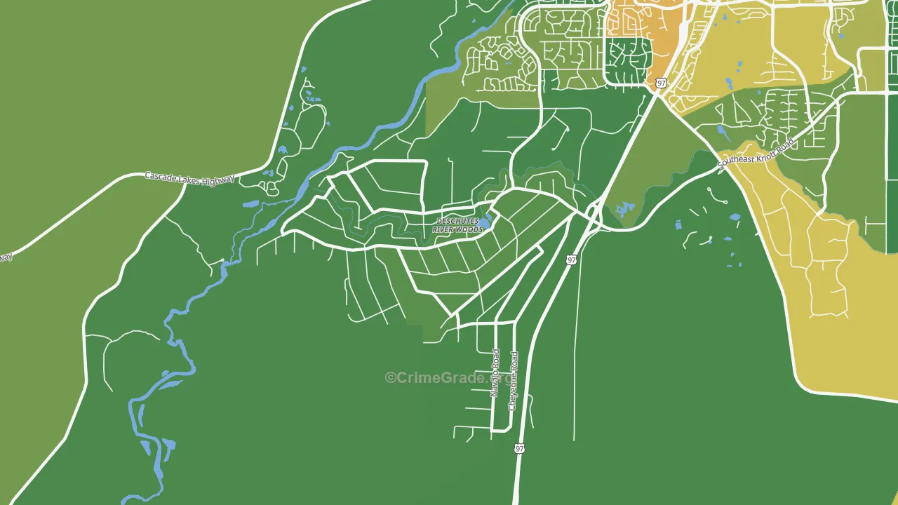 Deschutes River Woods, Bend, OR Map of Theft Rates
