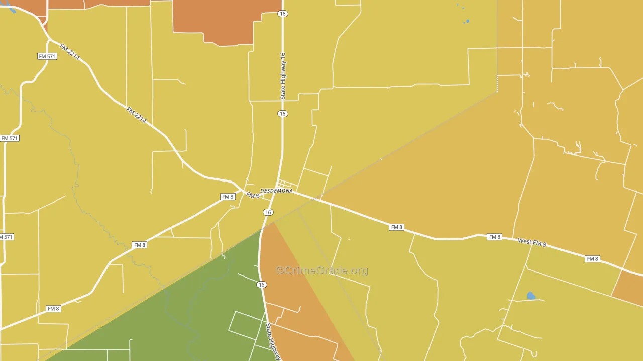 Desdemona, TX Map of Theft Rates