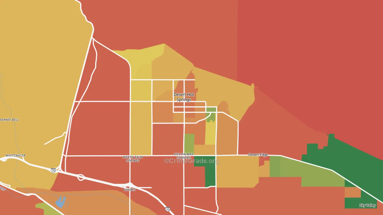 Desert Hot Springs, CA Map of Theft Rates