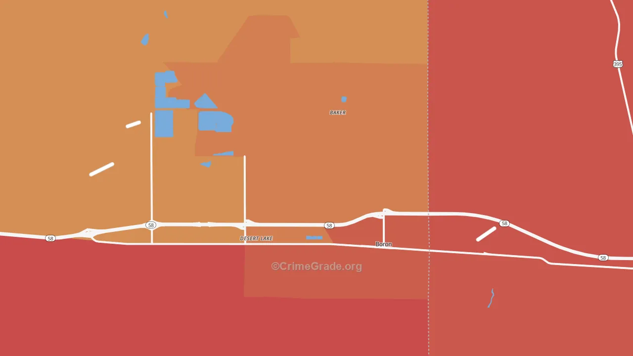Desert Lake, CA Map of Theft Rates