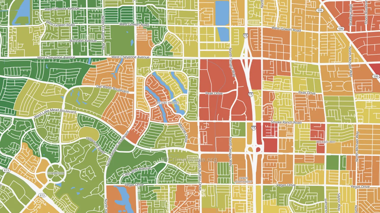 Desert Shores, Las Vegas, NV Map of Theft Rates