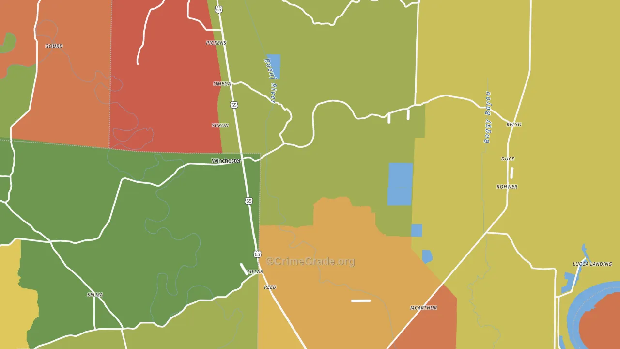Desha County, AR Map of Theft Rates