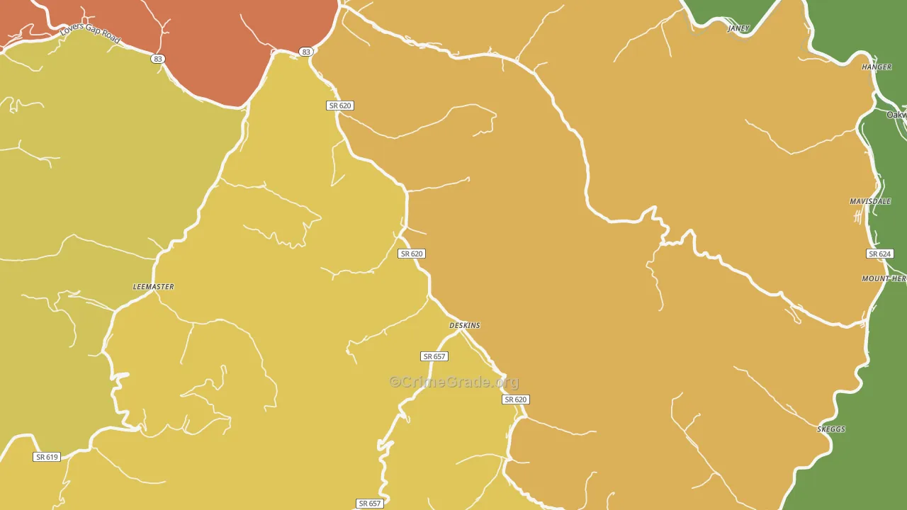 Deskins, VA Map of Theft Rates