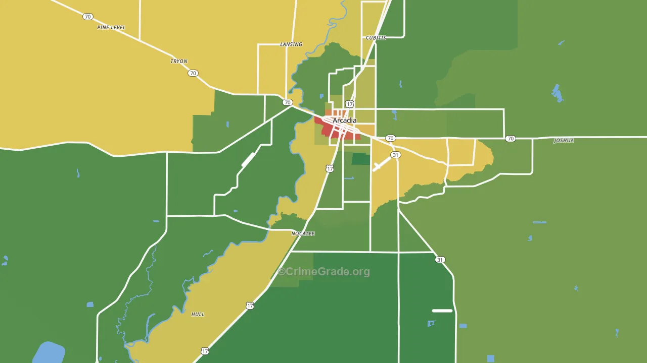 DeSoto County, FL Map of Theft Rates