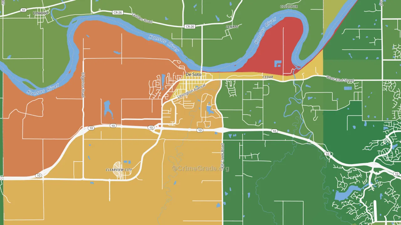 DeSoto, KS Map of Theft Rates