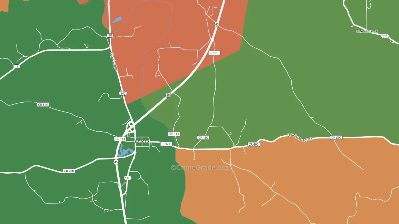 DeSoto, MS Map of Theft Rates