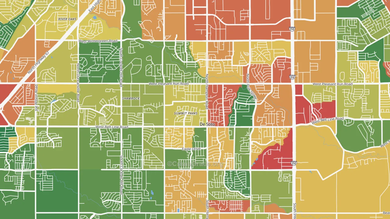 DeSoto, TX Map of Theft Rates