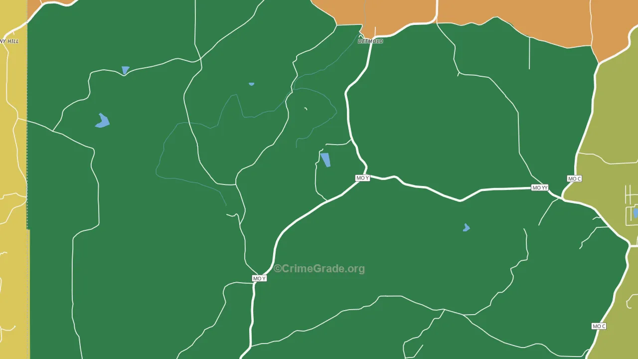 Detmold, MO Map of Theft Rates