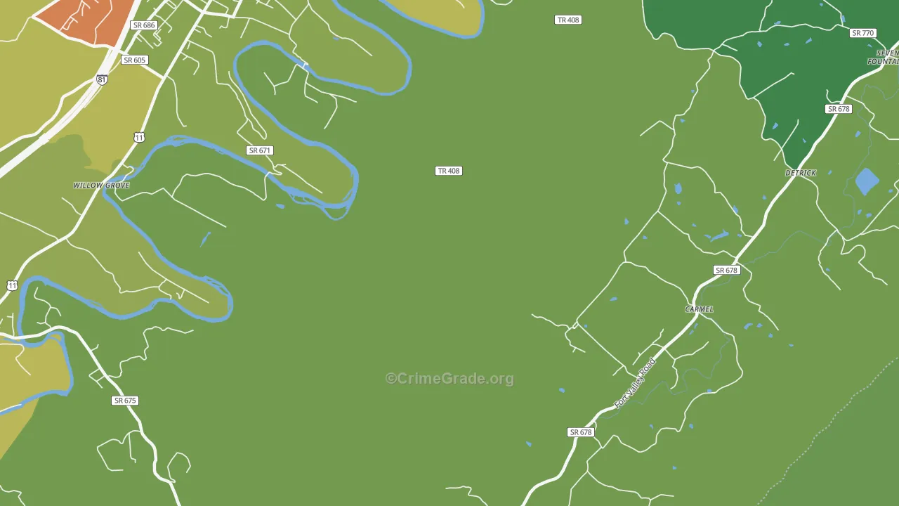 Detrick, VA Map of Theft Rates