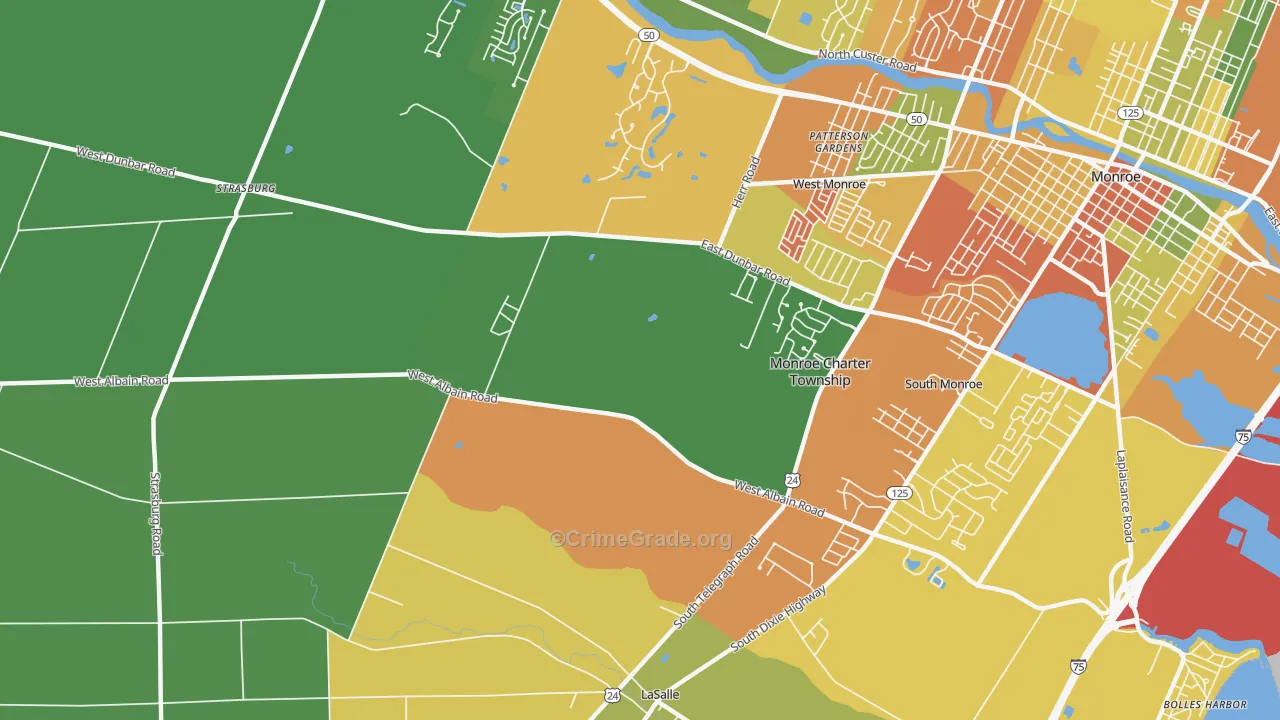Detroit Beach, MI Map of Theft Rates