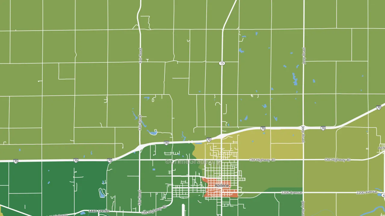 Detroit, KS Map of Theft Rates