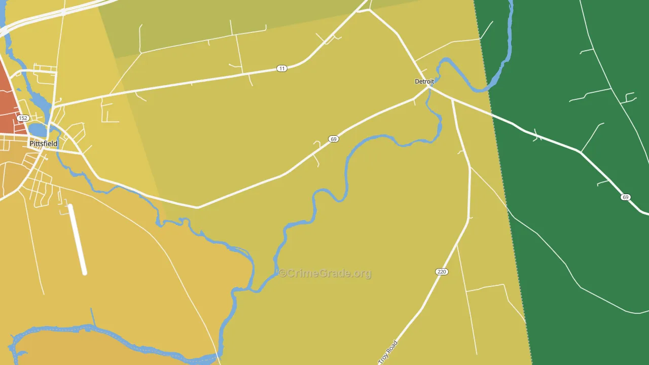 Detroit, ME Map of Theft Rates