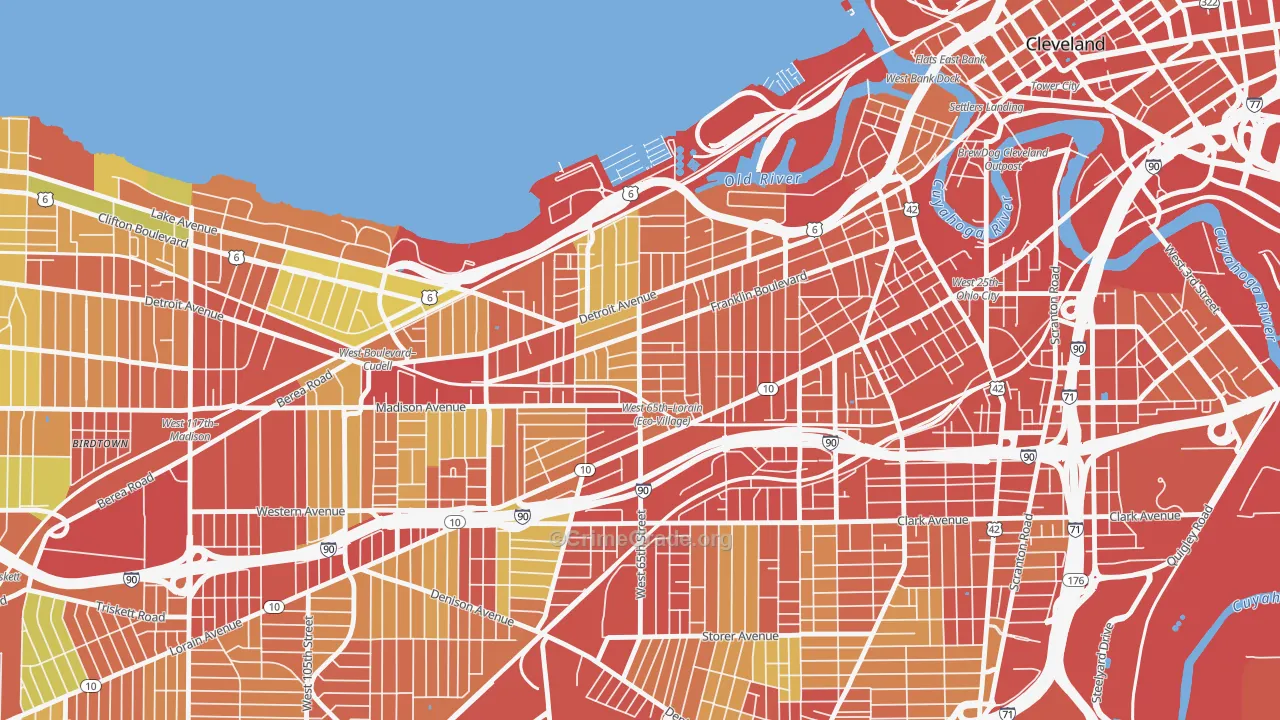 Detroit Shoreway, Cleveland, OH Map of Theft Rates
