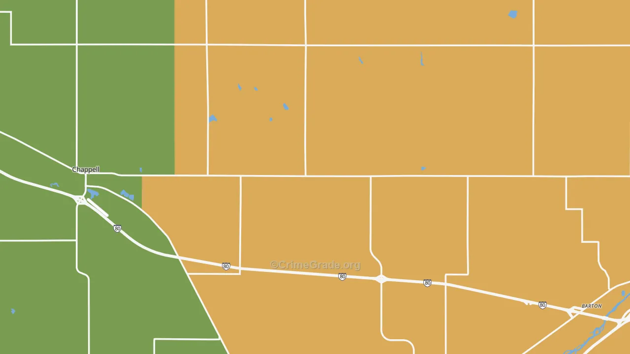 Deuel County, NE Map of Theft Rates