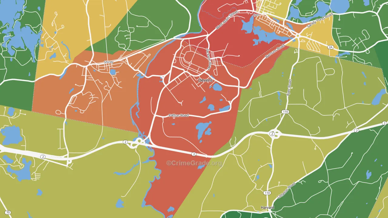 Devens, MA Map of Theft Rates