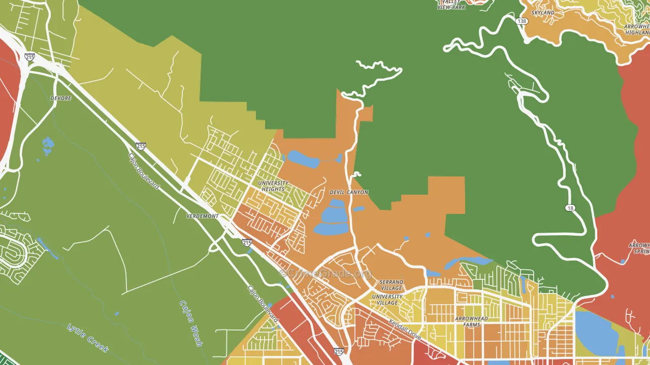 Devore Hghts, CA Map of Theft Rates