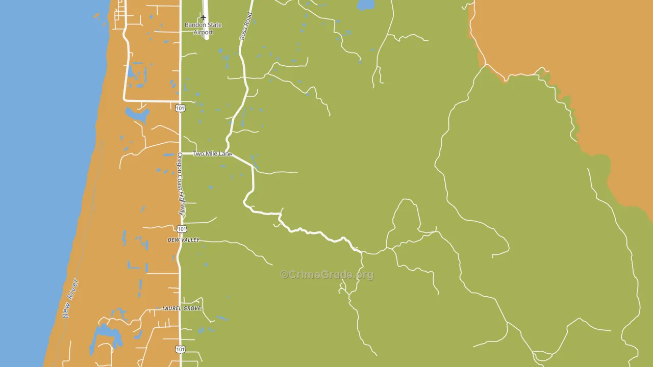 Dew Valley, OR Map of Theft Rates