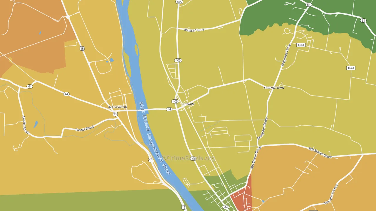 Dewart, PA Map of Theft Rates
