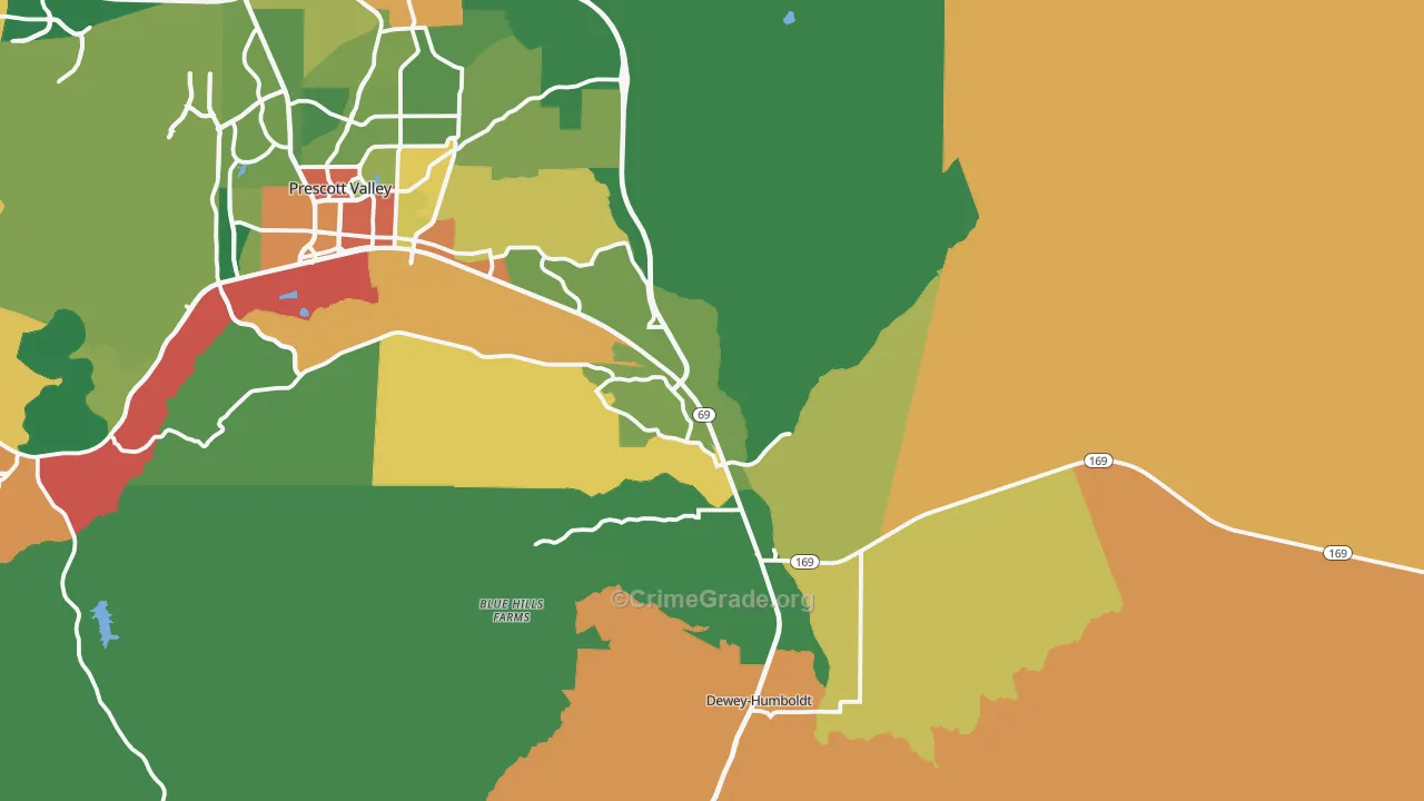 Dewey, AZ Map of Theft Rates